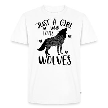 Juste une fille qui aime les loups - T-shirt Premium bio Homme - blanc - Devant - Nico (187cm)