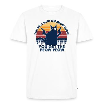 Vous mess avec le meow meow vous obtenez le peow peow - T-shirt Premium bio Homme - blanc - Devant - Nico (187cm)