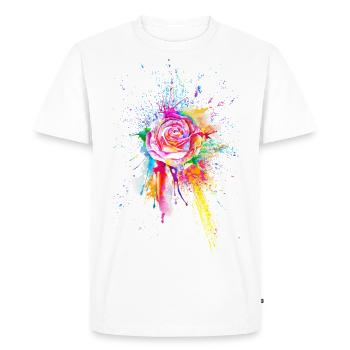 Rose Blume Flower Color Splash - Men's Premium Organic T-Shirt - white - Front - Nico (187cm)
