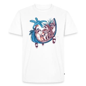 Lazy Raccoons - T-shirt Premium bio Homme - blanc - Devant - Nico (187cm)