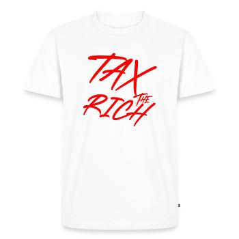 Taxer les riches AOC rouge - T-shirt Premium bio Homme - blanc - Devant - Nico (187cm)