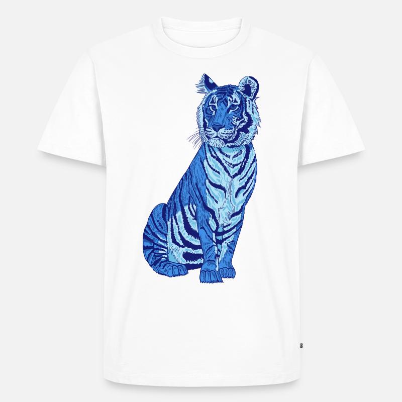 Tiger blau - Männer Premium Bio T-Shirt - Weiß