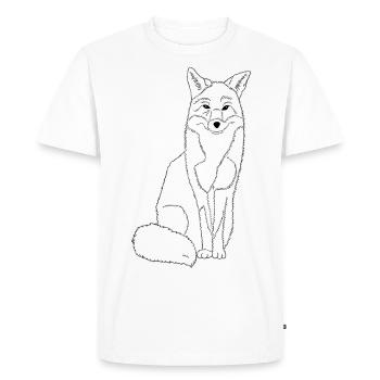 renard heureux en noir et blanc - T-shirt Premium bio Homme - blanc - Devant - Nico (187cm)