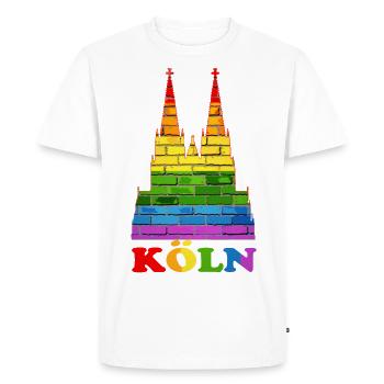 LGBT Köln Gay Pride - Männer Premium Bio T-Shirt - Weiß - Vorne - Nico (187cm)