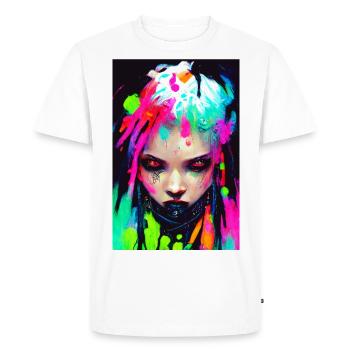 Evil Cyber Goth Girl Neon Colors Dreadlocks Punk - Men's Premium Organic T-Shirt - white - Front - Nico (187cm)