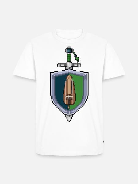 Pixel Drehleier auf Schild Wappen - Männer Premium Bio T-Shirt - Weiß