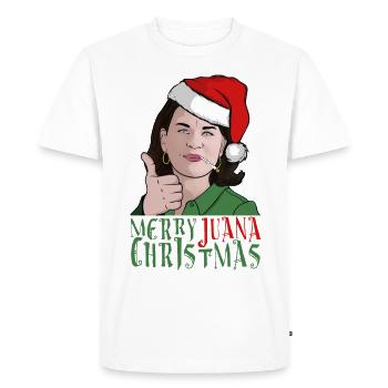 Merryjuana Christmas - Baerbock Stoner Weed Xmas - Männer Premium Bio T-Shirt - Weiß - Vorne - Nico (187cm)