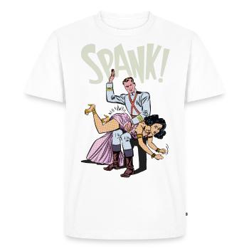 Spank! In plain language - Men's Premium Organic T-Shirt - white - Front - Nico (187cm)