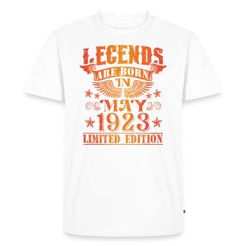 Anniversaire Mai 1923 Edition Limitée Millésime - T-shirt Premium bio Homme - blanc - Devant - Nico (187cm)