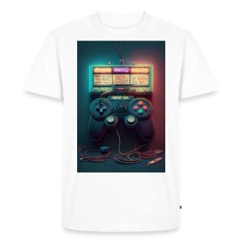 Gaming controller in neon style - Men's Premium Organic T-Shirt - white - Front - Nico (187cm)