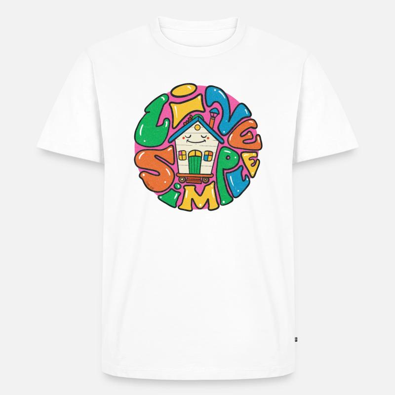 Lebe ein einfaches Tiny House - Männer Premium Bio T-Shirt - Weiß