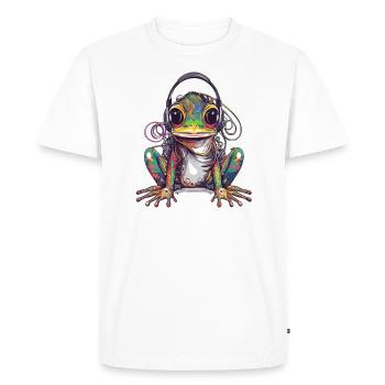 Techno Frog DJ Summer Electronic Music Festival - T-shirt Premium bio Homme - blanc - Devant - Nico (187cm)