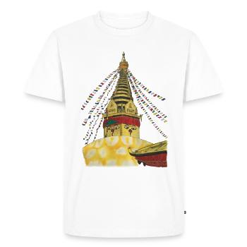 Stupa de Swayambhunath Katmandou Népal Bouddhisme - T-shirt Premium bio Homme - blanc - Devant - Nico (187cm)