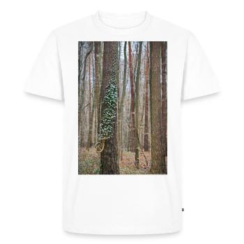 Corne comme corne d’abondance avec des feuilles de lierre dans la forêt. - T-shirt Premium bio Homme - blanc - Devant - Nico (187cm)