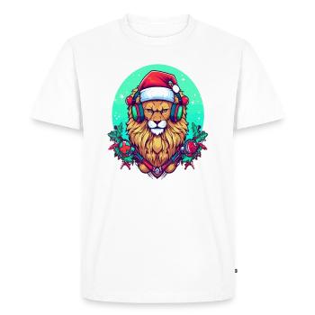 Christmas Rave Lion WInter Drum and Bass Party - Men's Premium Organic T-Shirt - white - Front - Nico (187cm)