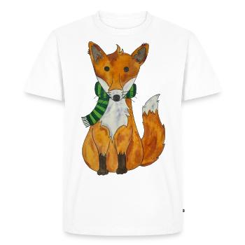 Kawaii Renard roux Mignon Écharpe d’hiver - T-shirt Premium bio Homme - blanc - Devant - Nico (187cm)