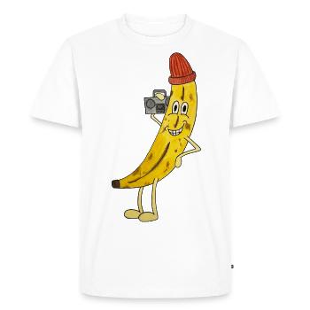 Hiphop banana with boombox funky fruit cool fruit - Men's Premium Organic T-Shirt - white - Front - Nico (187cm)