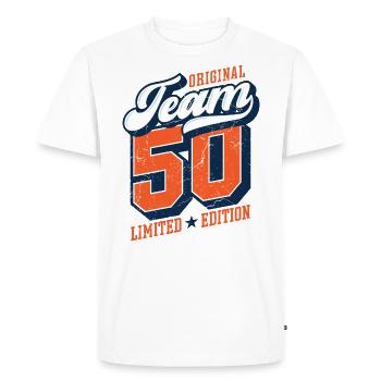 Original Team 50 - Limited Edition - Men's Premium Organic T-Shirt - white - Front - Nico (187cm)