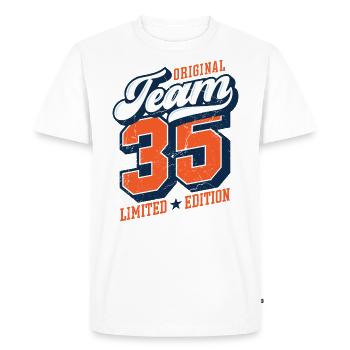 Original Team 35 - Limited Edition - Men's Premium Organic T-Shirt - white - Front - Nico (187cm)
