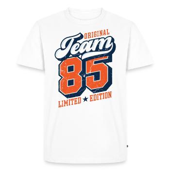 Original Team 85 - Limited Edition - Men's Premium Organic T-Shirt - white - Front - Nico (187cm)