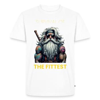La survie du plus fort - T-shirt Premium bio Homme - blanc - Devant - Nico (187cm)