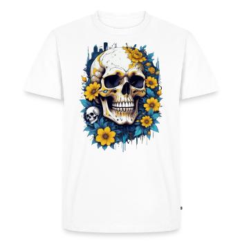 Crâne de la ville cyberpunk - T-shirt Premium bio Homme - blanc - Devant - Nico (187cm)