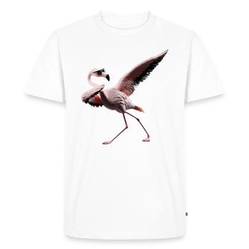 Funny Dabbing Flamingo Farmer Animal Lover Dab - Men's Premium Organic T-Shirt - white - Front - Nico (187cm)