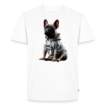 Drôle de bouledogue français Chill Out Chill Out - T-shirt Premium bio Homme - blanc - Devant - Nico (187cm)