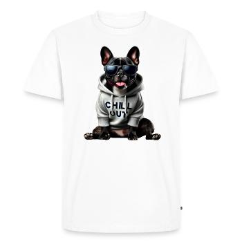 Drôle de bouledogue français Chill Out Chill Out - T-shirt Premium bio Homme - blanc - Devant - Nico (187cm)