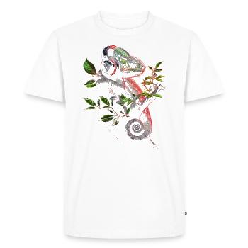 Chameleon Animal Animal Lover Headphones Reptiles - Men's Premium Organic T-Shirt - white - Front - Nico (187cm)