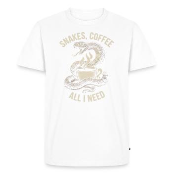 Funny Snake Art Snake Coffee Reptiles - Men's Premium Organic T-Shirt - white - Front - Nico (187cm)
