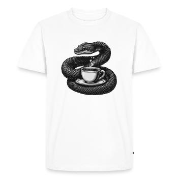 Funny Snake Art Snake Coffee Reptiles - Men's Premium Organic T-Shirt - white - Front - Nico (187cm)