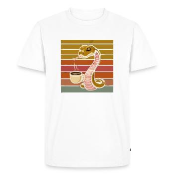 Funny Snake Art Snake Coffee Reptiles - Men's Premium Organic T-Shirt - white - Front - Nico (187cm)