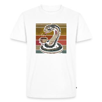 Funny Snake Art Snake Coffee Reptiles - Men's Premium Organic T-Shirt - white - Front - Nico (187cm)