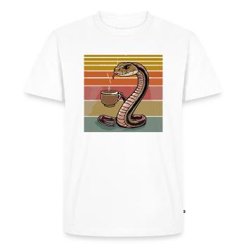 Funny Snake Art Snake Coffee Reptiles - Men's Premium Organic T-Shirt - white - Front - Nico (187cm)
