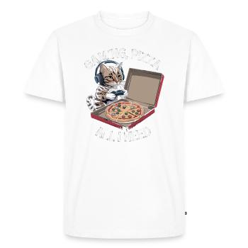 Funny Cats Gaming Pizza Gamer Gamer Gaming - Men's Premium Organic T-Shirt - white - Front - Nico (187cm)