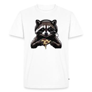 Funny Raccoon Gaming Pizza Gamer Gamer Gaming - Men's Premium Organic T-Shirt - white - Front - Nico (187cm)