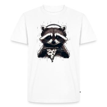 Funny Raccoon Gaming Pizza Gamer Gamer Gaming - Men's Premium Organic T-Shirt - white - Front - Nico (187cm)