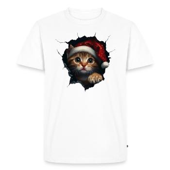 Chat Propriétaire Chats Noël Noël Chat - T-shirt Premium bio Homme - blanc - Devant - Nico (187cm)