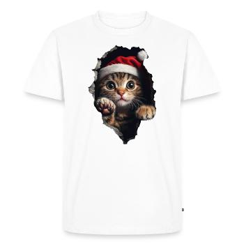 Chat Propriétaire Chats Noël Noël Chat - T-shirt Premium bio Homme - blanc - Devant - Nico (187cm)