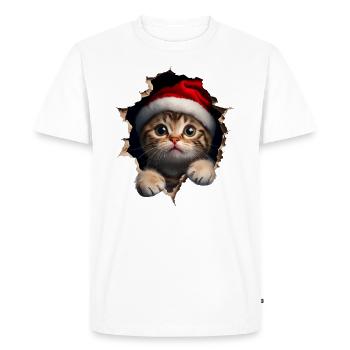 Chat Propriétaire Chats Noël Noël Chat - T-shirt Premium bio Homme - blanc - Devant - Nico (187cm)