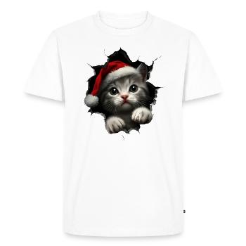 Chat Propriétaire Chats Noël Noël Chat - T-shirt Premium bio Homme - blanc - Devant - Nico (187cm)