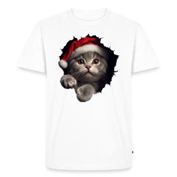 Chat Propriétaire Chats Noël Noël Chat - T-shirt Premium bio Homme - blanc - Devant - Nico (187cm)