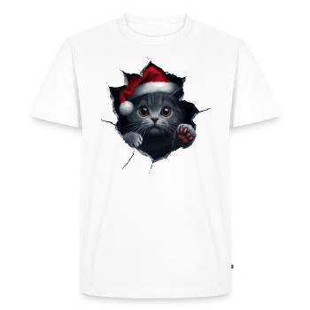 Chat Propriétaire Chats Noël Noël Chat - T-shirt Premium bio Homme - blanc - Devant - Nico (187cm)