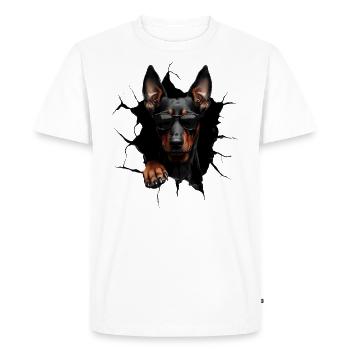 Drôle de chien propriétaire Chien mignon Doberman - T-shirt Premium bio Homme - blanc - Devant - Nico (187cm)