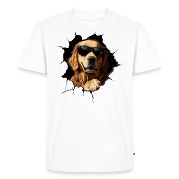 Drôle de chiens Propriétaire de chien Chien mignon Retriever - T-shirt Premium bio Homme - blanc - Devant - Nico (187cm)