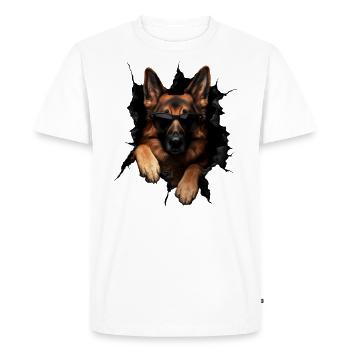 Drôle de chien propriétaire Chien mignon Chien de berger - T-shirt Premium bio Homme - blanc - Devant - Nico (187cm)
