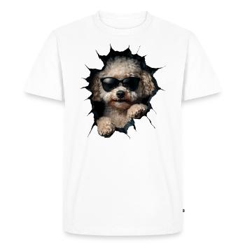 Drôle de chien propriétaire Chien mignon caniche - T-shirt Premium bio Homme - blanc - Devant - Nico (187cm)