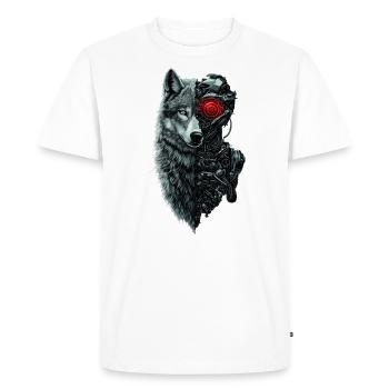 Drôle Robot Art Loup Cyborg Animal AI Loup - T-shirt Premium bio Homme - blanc - Devant - Nico (187cm)