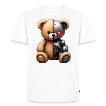 Robot Drôle Tech Ours En Peluche Cyborg Animal Ours - T-shirt Premium bio Homme - blanc - Devant - Nico (187cm)